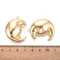 真鍮チャーム  18KGP本金メッキ  ニッケルフリー  ムーン  37x29x12mm  穴：2mm&nbsp;KK-T074-119C-G