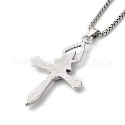 Alloy Cross Pandant Necklace with Box Chains&nbsp;NJEW-K245-004