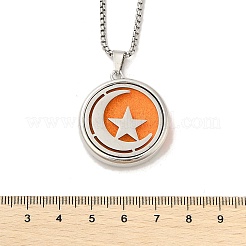 316 Surgical Stainless Steel Aromatherapy Diffuser Perfume Hollow Flat Round Pendant Box Chain Necklaces&nbsp;NJEW-R016-01P-08