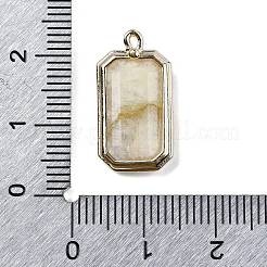 天然ムーンストーンペンダント  金色の真鍮のパーツと  長方形チャーム  多面カット  20.5x11x3.5mm  穴：1.2mm&nbsp;G-U019-04G-05