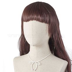 蝶結び 304 ステンレス ネックレス  女性用アクリルビーズネックレス  ブラック  12.60~12.80インチ（32~32.5cm）&nbsp;NJEW-JN04670-02