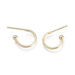 304ステンレススチールピアスフック  24KGP本金メッキ  12.5x18.5x2.5mm  ピン：0.8mm&nbsp;X-STAS-K211-01G