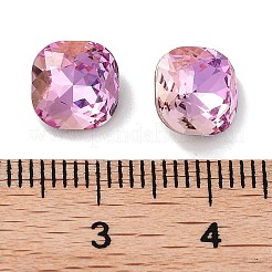 ガラスラインストーンカボション  ポイントバック＆バックメッキ  多面カット  正方形  ライトローズ  8x8x4mm&nbsp;RGLA-G020-03C-D123