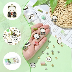 DIY Bamboo & Panda Acrylic & Alloy Enamel Bracelets Jewelry Making Kits&nbsp;DIY-FS0007-48