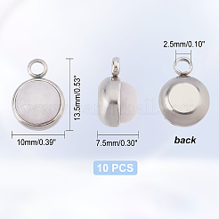 天然ローズクォーツチャーム10個  304ステンレススチール製金具付き  半円  ステンレス鋼色  13.5x10x7.5mm  穴：2.5mm&nbsp;G-DC0001-02