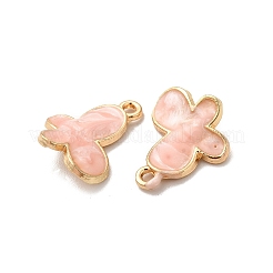 合金エナメル パンツ  鉛フリー＆カドミウムフリー  ライトゴールド  バタフライチャーム  ピンク  18x15x3mm  穴：1.6mm&nbsp;LS-ENAM-K067-50KCG-04