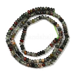 天然のアフリカブラッドストーンビーズ連売り  多面カット  ロンデル  2.5x4mm  穴：0.7mm  約166個/連  15.28''~15.35''（38.8~39センチメートル）&nbsp;G-S388-A02-3x4mm