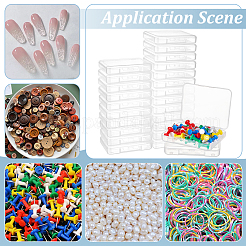 60個の透明なプラスチックビーズ容器  長方形  透明  6.8x5.2x1.1cm&nbsp;CON-BC0008-06