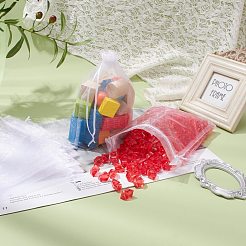 ドローストリング付きオーガンジーギフトバッグ  結婚披露宴クリスマスの好意ギフトバッグ  ポプリ用オーガンジーポーチ  ホワイト  23x17cm&nbsp;OP-R016-17x23cm-04