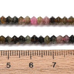 天然のマルチカラートルマリンビーズ連売り  双円錐形  ファセットビーズ  4x2.8mm  穴：0.6mm  約137個/連  15.28''（38.8cm）〜15.39''（39.1cm）&nbsp;G-D110-C02-01