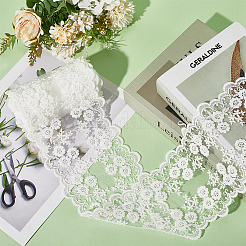 5ヤードミルクファイバー刺繍レーストリムリボン  衣類用アクセサリー  ホワイト  4-3/4インチ（120mm）&nbsp;OCOR-GF0005-14B