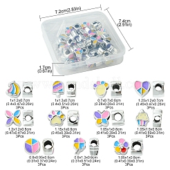 33個 11スタイル CCB プラスチック大穴ビーズ  エナメル  ミックスカラー  10~13x11.5~12x6.5~8mm  穴：4mm  3個/スタイル&nbsp;DIY-FS0006-72