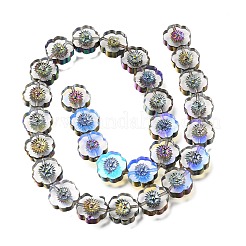 電気メッキ透明ガラスビーズ連売り  花  カラフル  14x14.5x5mm  穴：0.9mm  約29個/連  15.94''（40.5センチメートル）&nbsp;GL-CBA98F0-05B