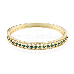Cubic Zirconia Rhombus Hinged Bangle&nbsp;BJEW-N014-013