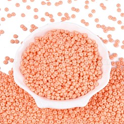オペークガラスシードビーズ  丸い穴  ロンデル  ダークサーモン  4~4.5x2~3mm  穴：0.9~1mm  約6430個/ポンド&nbsp;SEED-N012-09A-10