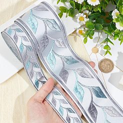 10m 2種類の刺繍ポリエステルリボン  葉の模様  ギフトブーケラッピングに  空色  1-1/8~2-3/8インチ（30~60mm）  5m /スタイル&nbsp;OCOR-GF0002-67A