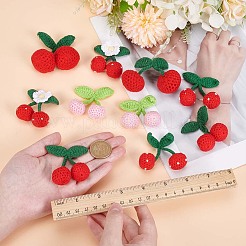 10個 4スタイル ポリエステル クロシェ チェリー  DIY 裁縫装飾品  レッド  58~68x52~60x20~32mm  10個/セット&nbsp;DIY-WR0004-91