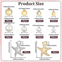 590 個 4 スタイル ccb プラスチックビーズ  ラウンド  CCBプラスチックペンダント30個とABSプラスチック模造パールビーズ530個付き  ミックスカラー  3.5~17x3.5~8mm  穴：1~2.3mm&nbsp;CCB-PA0001-22