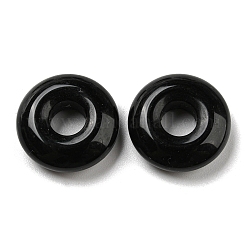 天然石オブシディアンペンダント  ドーナツ/円盤チャーム  18~18.5x6mm  穴：5.5~6mm&nbsp;G-C066-01C