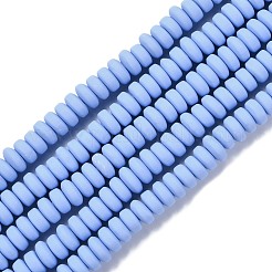 手作り樹脂粘土ビーズ連売り  ジュエリー工芸用品のDIY用  フラットラウンド  コーンフラワーブルー  6~7x3mm  穴：1.5mm  約113~116個/連  15.55インチ〜16.14インチ（39.5~41cm）&nbsp;X-CLAY-N008-008-92