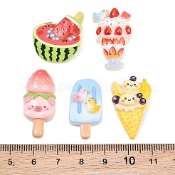不透明樹脂エナメル模造食品カボション  アイスクリーム  ミックスカラー  19~30x14~21x7.5~8mm&nbsp;RE-CBAFAAF-02