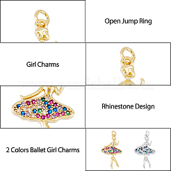 4Pcs 2 Colors Brass Micro Pave Cubic Zirconia Pendants&nbsp;KK-DC0003-39