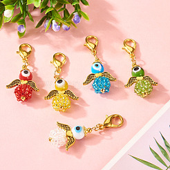 5Pcs 5 Colors Angel Glass Seed Bead Pendant Decorations&nbsp;HJEW-TA0001-31