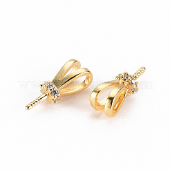Brass Micro Pave Clear Cubic Zirconia Peg Bails Pendants&nbsp;KK-S356-270-NF