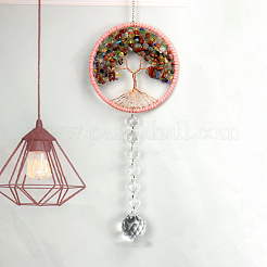Tree of Life Mixed Gemstone Chip Suncatcher&nbsp;DJEW-PW0017-07
