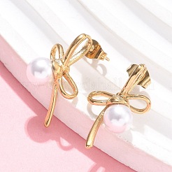 Bowknot 304 Stainless Steel Stud Earrings&nbsp;EJEW-C142-07G