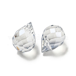 電気メッキガラスビーズ  多面カット  パール光沢メッキ  ティアドロップ  ライトグレー  9.5x8mm  穴：1.2mm&nbsp;EGLA-A041-02-PL03