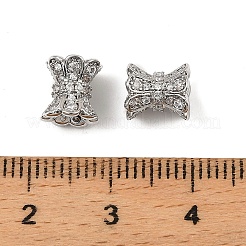 真鍮製マイクロパヴェキュービックジルコニアビーズ  花  プラチナ  8x7mm  穴：1.6mm&nbsp;KK-K374-21P