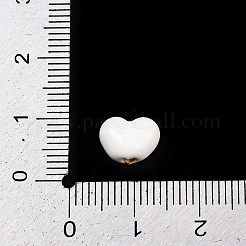 真鍮製エナメルビーズ  ハート  ホワイト  7.5x9.5x5.5mm  穴：1.2~1.6mm&nbsp;LS-KK-G541-01J
