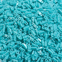 MIYUKIクォーターティラビーズ  日本製シードビーズ  2穴  （qtl412)不透明なターコイズグリーン  5x1.2x1.9mm  穴：0.8mm  約4800個/100g&nbsp;SEED-J020-QTL0412