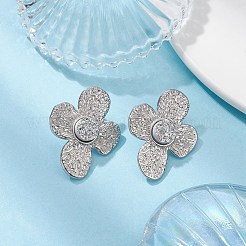 模造ドゥルージー宝石樹脂フラワースタッドピアス  イオンプレーティング（IP）シルバー304ステンレススチールイヤリングレディース  銀  33x26.5mm&nbsp;EJEW-JE05318-01