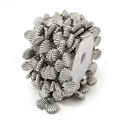 304ステンレススチールシェルシェイプリンクチェーン  ハンダ付け  スプールで  ステンレス鋼色  15x16x4.5mm&nbsp;CHS-G042-05P