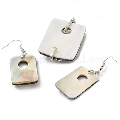 Natural Paua Shell Rectangle & White Shell Flower Jewelry Set&nbsp;SJEW-E051-03P