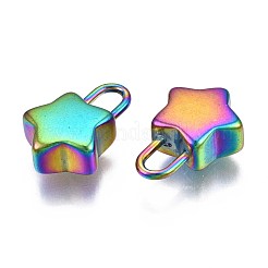イオンプレーティング（IP）304ステンレスペンダント  カドミウムフリー＆ニッケルフリー＆鉛フリー  スターロック  虹色  17x11.5x5.5mm  穴：3x5mm&nbsp;STAS-S119-087