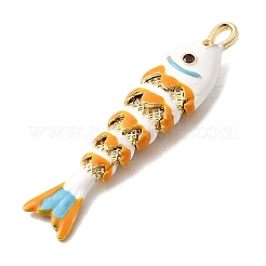 ラックメッキ真鍮チャーム  キュービックジルコニアエナメル  魚のチャーム  長持ちメッキ  鉛フリー＆カドミウムフリー  ホワイト  46x10.5x7.5mm  穴：4x2.5mm&nbsp;KK-A268-05G-C01