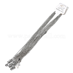 12Pcs 2.4MM 304 Stainless Steel Textured Cable Chain Necklaces for Men Women&nbsp;NJEW-H093-18P-04