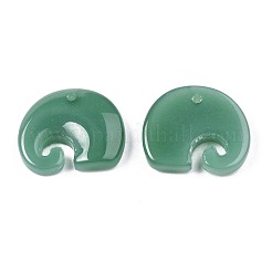 ジェイド風ガラスチャーム  象  シーグリーン  16x18.5x4.5mm  穴：1.2~1.4mm&nbsp;GLAA-S054-32A