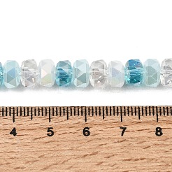 オンブル効果電気メッキガラスビーズ  ロンデル  虹色メッキ  多面カット  空色  8x5mm  穴：1.6mm  約60個/連  12.01''（30.5センチメートル）&nbsp;EGLA-F168-01