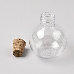 丸いプラスチックの願い事ボトル  ビーズコンテナ  コルク栓付き  透明  6.05x8.35cm  容量：100ml（3.38fl.oz）&nbsp;AJEW-WH0455-356B