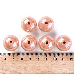 不透明なアクリルビーズ  ABカラーメッキ  ラウンド  ダークサーモン  20x19mm  穴：2~3mm  約111個/500g&nbsp;MACR-S370-D20mm-35