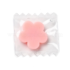 かわいいプラスチックペンダント  内側に樹脂カボション付き  キャンディーチャーム  花  29~37x29~29.5x5~6mm  穴：1mm&nbsp;RESI-L038-09G