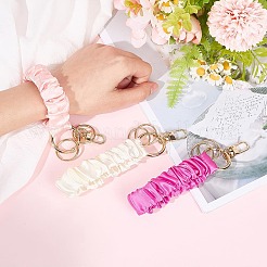 3Pcs 3 Colors Satin Cloth Bracelet Wristlet/Hair Tie Keychain&nbsp;KEYC-SC0001-31A
