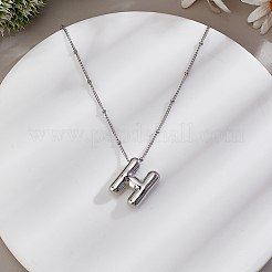 1pc Brass Chain with Alloy Letter Pendants Necklaces&nbsp;NJEW-LP0001-41H-P