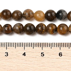 天然イエロータイガーアイビーズ連売り  グレードB  ラウンド  6mm  穴：1mm  約65~70個/連  14.76~15.75インチ（37.5~40.5cm）&nbsp;G-H238-6mm
