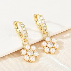 Brass Micro Pave Cubic Zirconia Hoop Earrings&nbsp;EJEW-S277-13G
