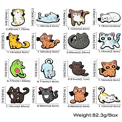 32個 16種類のプラスチックカボション  猫の形  ミックスカラー  17.5~32x17~30x3.5~4mm  2個/スタイル&nbsp;KY-CJ0002-08